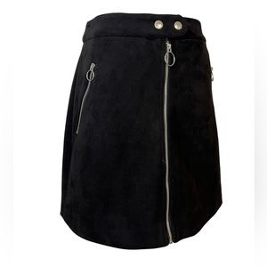 Forever 21 Black Zip Up Faux Suede Moto Skirt